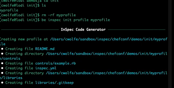 Generating code with InSpec init  