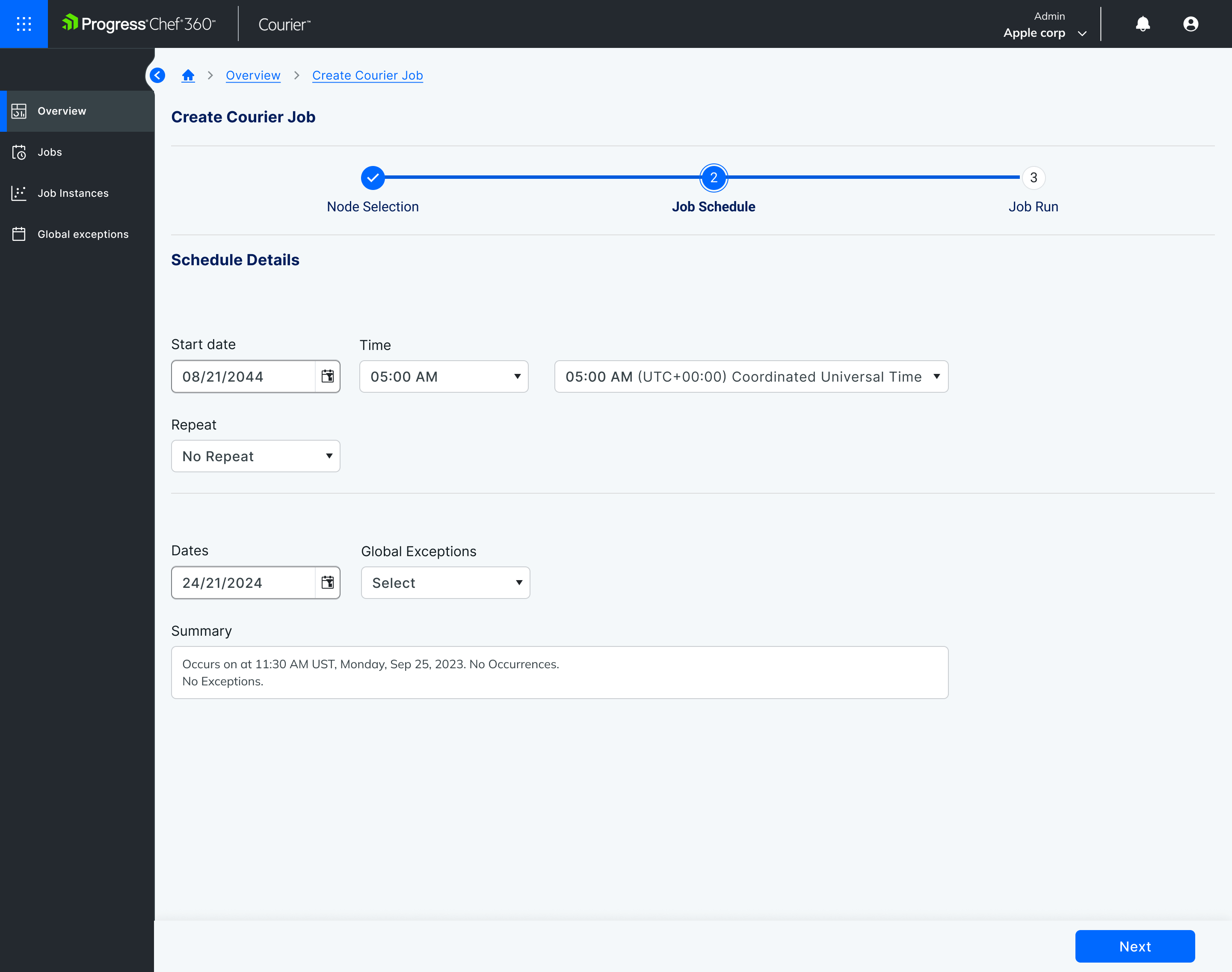 Courier Job Schedule - Whenever