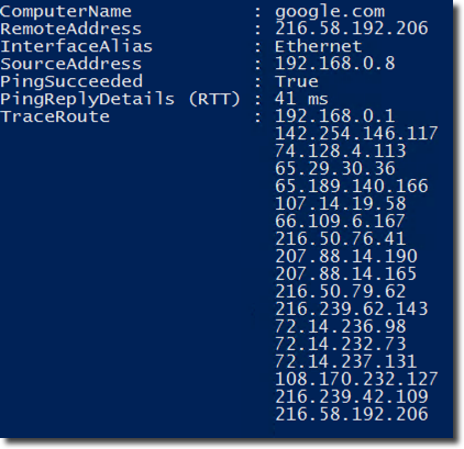 Using the TraceRoute parameter to get a list.