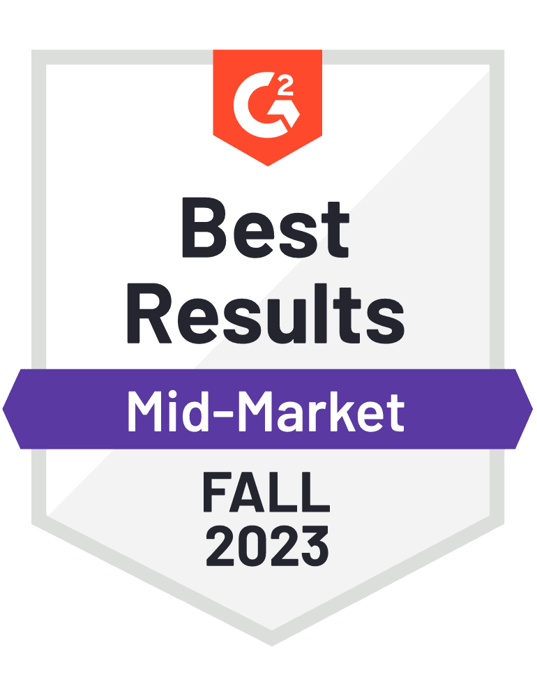 best results mid-market 2023 g2 badge