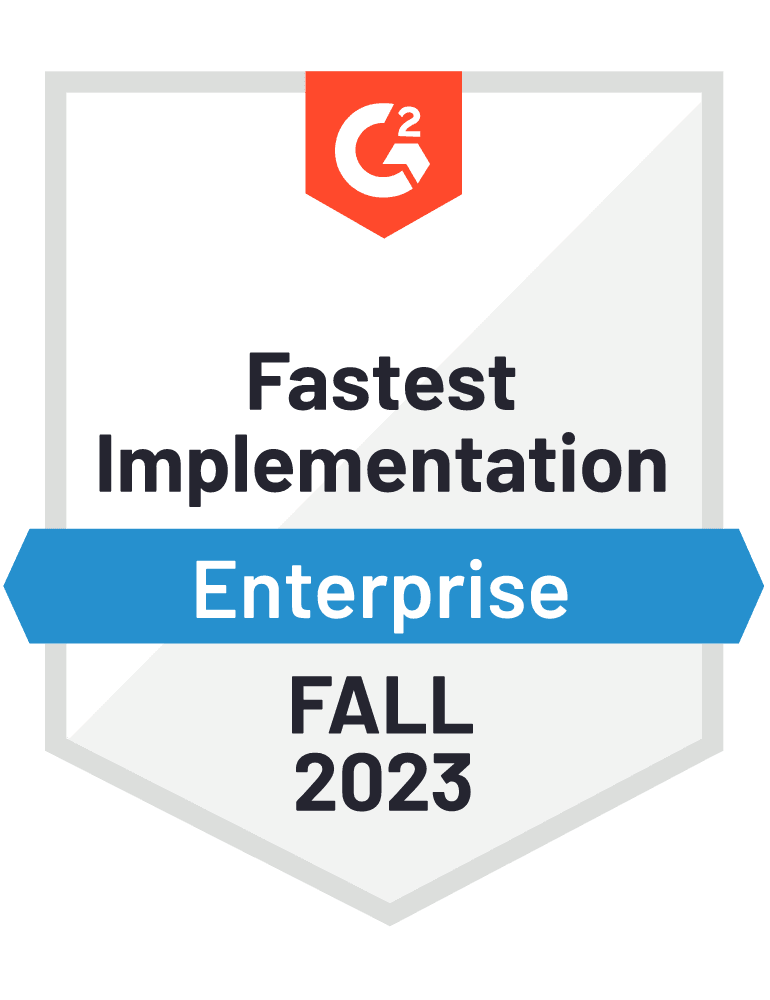 fastest implementation enterprise 2023 g2 badge