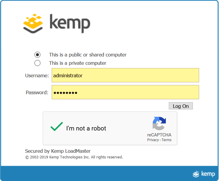Kemp Technologies LoadMaster Google Authenticator Application