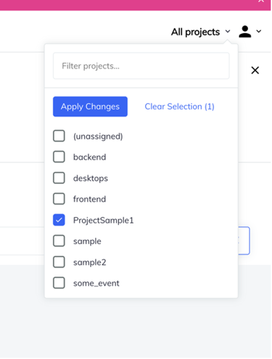 How to find project in dropdown of Chef Automate